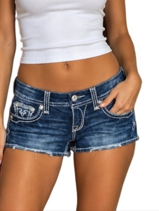 Rock Revival Pants - Rock Revival Ali Low-Rise Distressed Denim Shorts